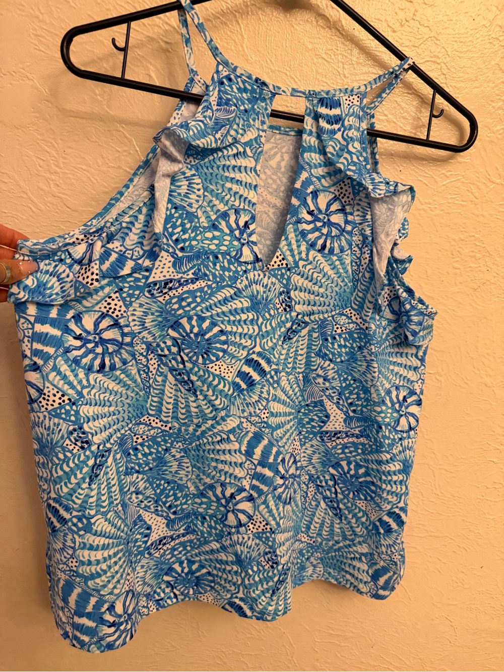 Lilly Pulitzer Aqua Blue Tropical Print Halter Camisole - Picture 7 of 7